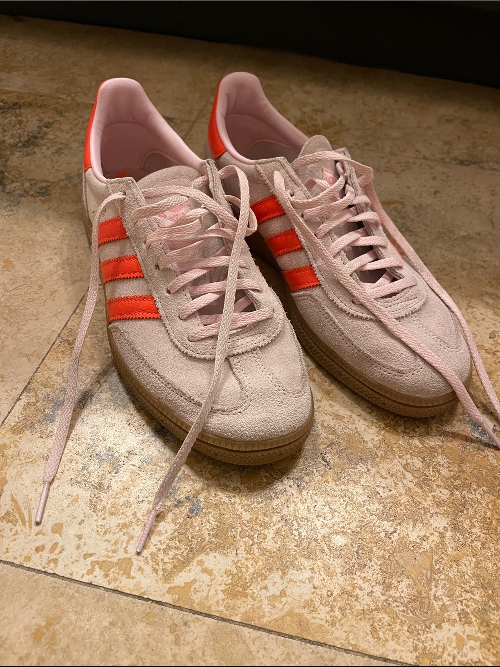 Pink Suede Low-Top adidas samba spezial Sneakers with Coral Orange Stripes sz 9